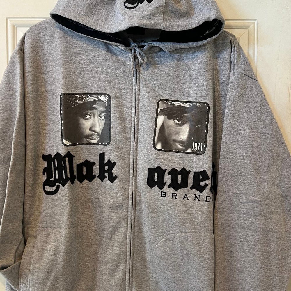 Tupac Makaveli Zip up Gray Hoodie - Official Makaveli Brand - Brand NEW with TAG
